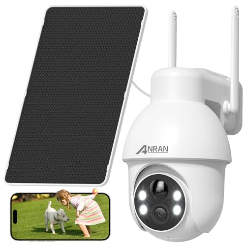 ANRAN 2K Solar Security Camera Wireless Outdoor, 360° Pan/Tilt Color Night Vision, PIR Human Detection, 2-Way Audio, Weatherproof, Compatible with Alexa, 2.4GHz WiFi Only - Image 1