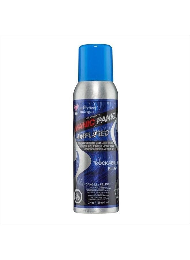 Manic Panic - Rockabilly Blue Hair Color Spray - (Amplified) - Vivid Temporary Blue Cobalt Hair Dye - Sprays On Instantly & Washes Out (3.4oz) - Vegan Hair Dye For Adults & Kids of All Hair Types - Image 1