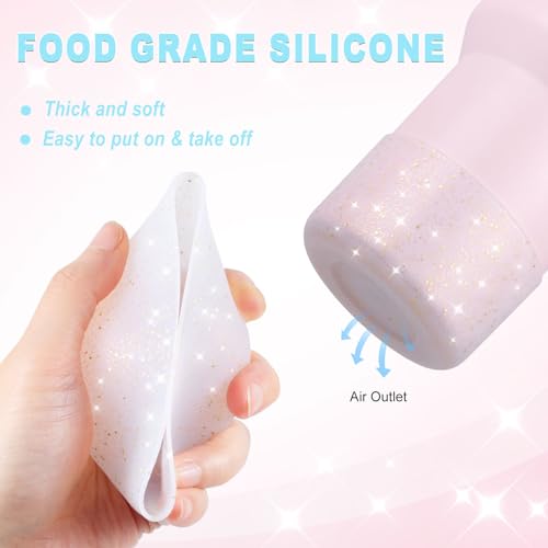 Onlymory Silicone Boot for 30 40 OZ Stanley Cup Accessories, Glitter Boots for Stanley 20OZ 30OZ Tumbler Ice-Flow 16OZ Bottle, Anti-Slip Bling Protector Bottom Cover Sleeve, Clear Gold Pink - Image 5