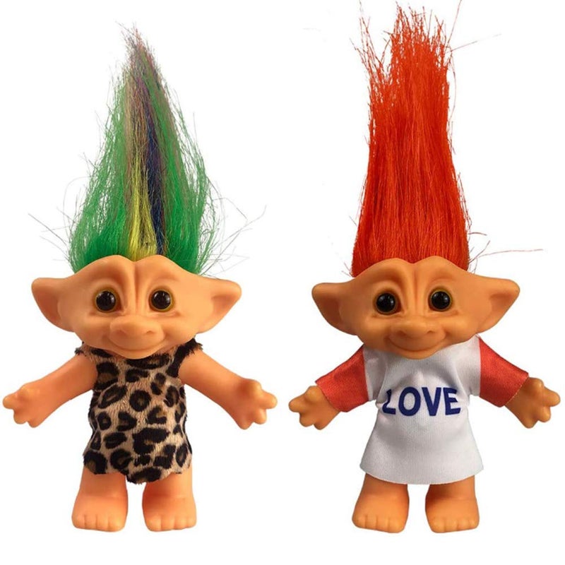 Yintlilocn 2packs Vintage Troll Dolls SetRetro Troll Doll Chromatic Adorable for Collections School Project Arts and Crafts Party Favors Style4Leopard GrainLove - Image 4