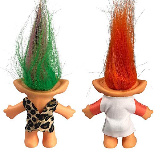 Yintlilocn 2packs Vintage Troll Dolls SetRetro Troll Doll Chromatic Adorable for Collections School Project Arts and Crafts Party Favors Style4Leopard GrainLove - Image 5