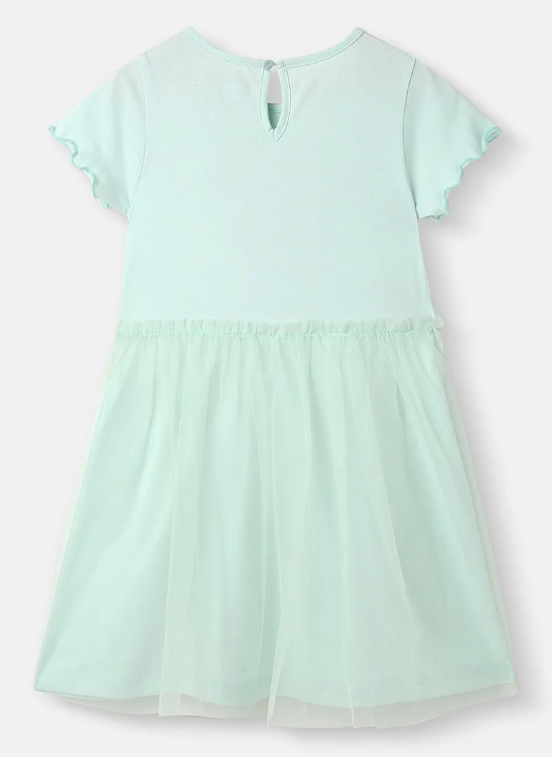 نوتيناتي Nautinati Girls' Candy Print Tulle Frill Dress with Lettuce Hem in Sleeves