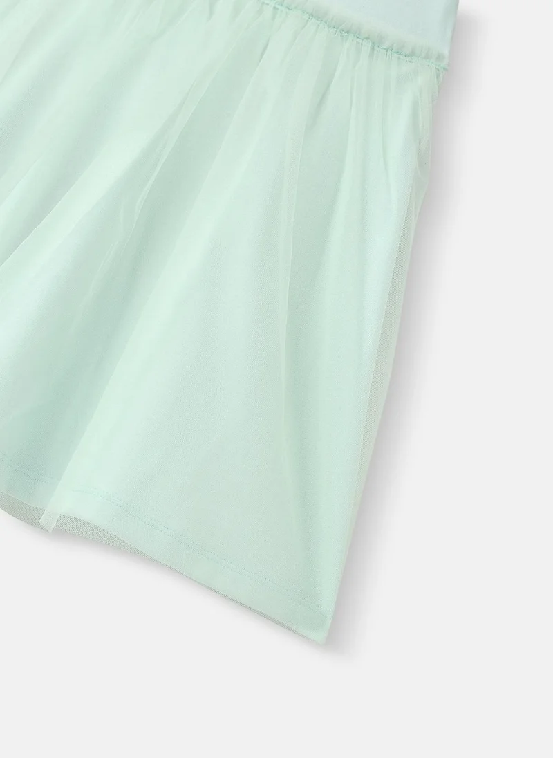 Nautinati Nautinati Girls' Candy Print Tulle Frill Dress with Lettuce Hem in Sleeves