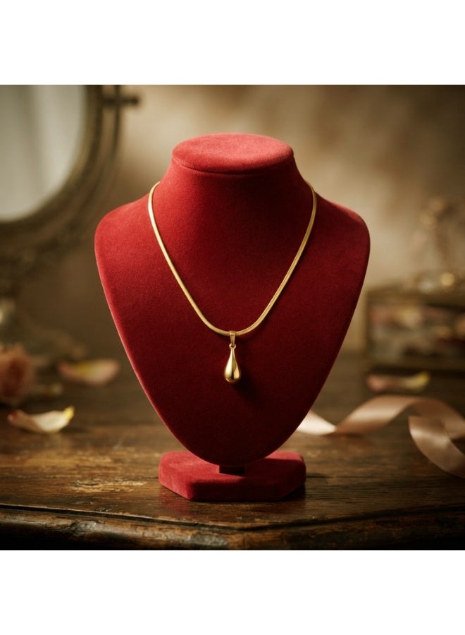 Julia Store 18K Gold Plated Stainless Steel Aesthetic Exquisite Luxury Elegant Dainty Cute Trendy Delicate Charm Dainty Minimalist Herringbone Snake Teardrop Pendant Necklace Jewelry Gift For Women - Image 2
