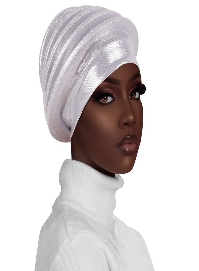 NJYFG Women's Spiral Beret Cap Lady Turban Hat Female Head Wraps African Style Headpiece, White, M/One size - Image 3