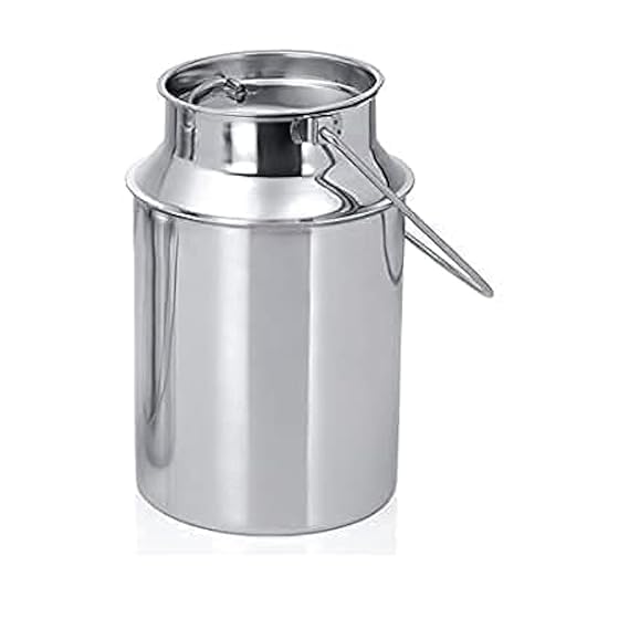 VOMI Stainless Steel Milk Can Oil Can Milk Barni Ghee Storage Can Silver Stainless Steel Milk Storage Can with Lid 15 litter