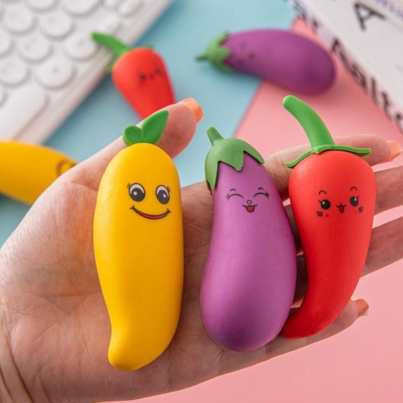 6pcs Cartoon Erasers Multi-function Small Erasers Delicate Fruit Pencil Erasers Writing Accessory - Image 3