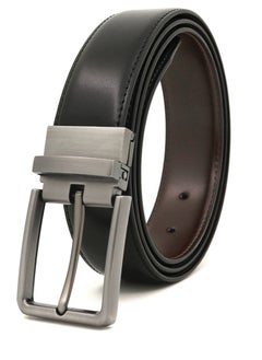 Men's Genuine Leather Belt - Stylish Casual Double-Sided Belt - Perfect Companion to Men's Dress Shoes (130CM)