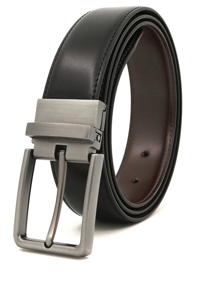Generic - Men's Genuine Leather Belt - Stylish Casual Double-Sided Belt - Perfect Companion to Men's Dress Shoes (130CM) - Image 1