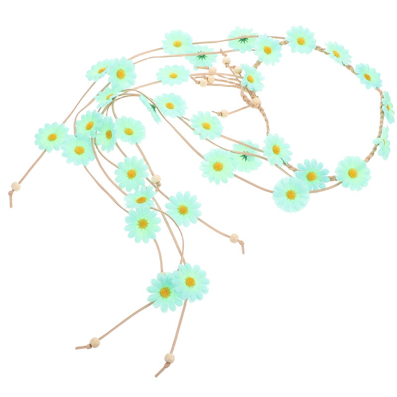 Flower Hippie Headband For Women: Adjustable Floral Sunflowers Beads Headdress - Handmade Hair Accessory For Parties And Festivals - Image 1