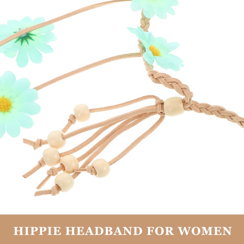 Flower Hippie Headband For Women: Adjustable Floral Sunflowers Beads Headdress - Handmade Hair Accessory For Parties And Festivals - Image 2
