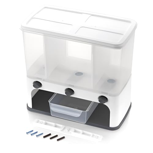 Oblivion 3-Grid Rotating Food Dispenser – Stackable Storage Container, One-Click Easy Flow Tank, Push Button Transparent Refill Holder, Compact & Space-Saving Kitchen Accessory for Rice, Pulses & More - Image 5