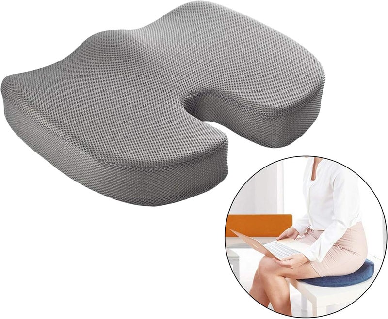 klarako Comfort Memory Foam Seat Cushion for Office Chair  Tailbone Cushion  Coccyx Cushion  Sciatica Pillow for Sitting, Home & Office Accessories  Gray - Image 4