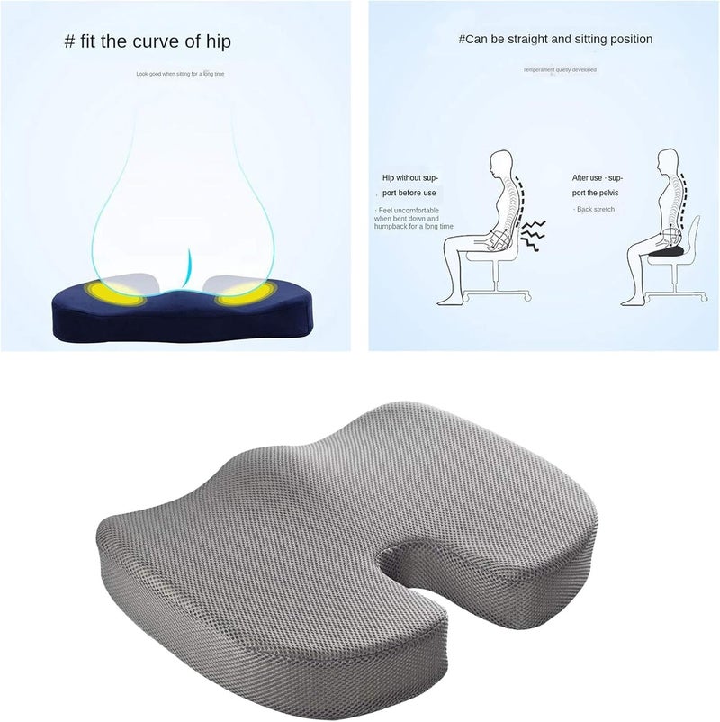 klarako Comfort Memory Foam Seat Cushion for Office Chair  Tailbone Cushion  Coccyx Cushion  Sciatica Pillow for Sitting, Home & Office Accessories  Gray - Image 3