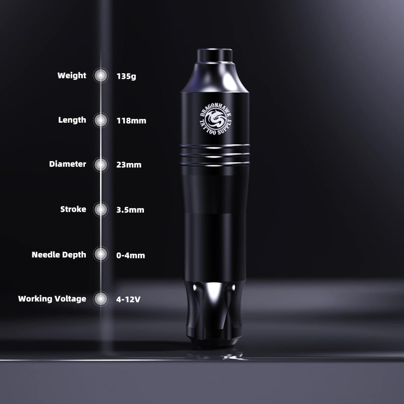 Dragonhawk طقم آلة وشم دراجون هوك أتم اللاسلكية - طقم وشم كامل للمبتدئين مع 20 إبرة خرطوشة، مزود طاقة بالبطارية للتظليل والخطوط - Image 5