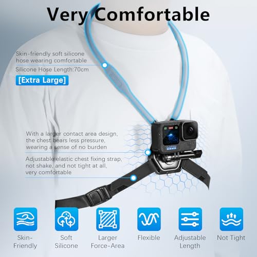 AMAZEAR Magnetic Neck Holder for DJI OSMO Pocket 4/3 Action 6 Insta 360 X5 Camera Accessory, Comfortable Hands-Free Chest Mount First-Personal POV VLOG, for Go-Pro, for Xtra Edge Muse - Image 2