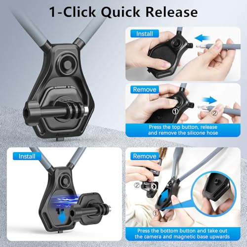 AMAZEAR Magnetic Neck Holder for DJI OSMO Pocket 4/3 Action 6 Insta 360 X5 Camera Accessory, Comfortable Hands-Free Chest Mount First-Personal POV VLOG, for Go-Pro, for Xtra Edge Muse - Image 3