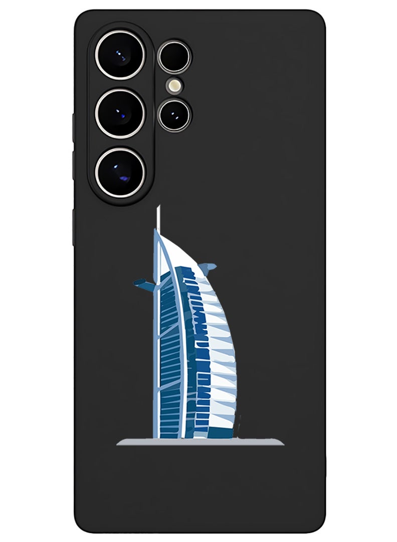 Theodor Protective Slim Fit Case Liquid Silicone Cover with Full Body Protection Anti-Scratch Shockproof Case For Samsung Galaxy S25 Ultra (Black) - Burj Al arab - Image 1