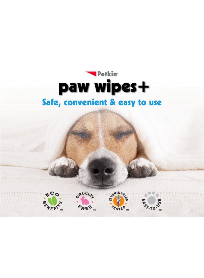 Petkin Paw Wipes Plus, 100 Orange Scented Wipes - Absorbent Pet Paw Wipes Remove Daily Dirt & Odors - Enriched with Paw Balm Protectant - Easy to Use Pet Wipes for Dogs, Cats, Puppies & Kittens - Image 3