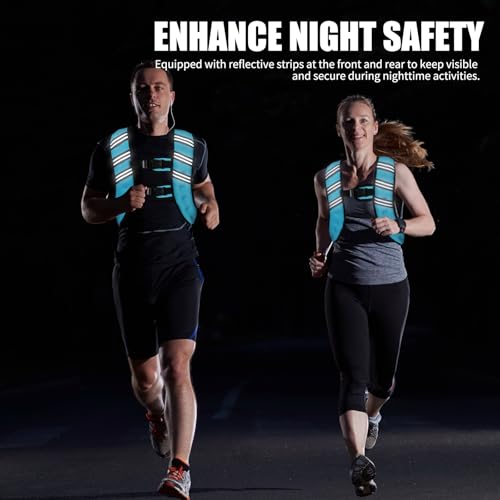 Top tasta Weighted Vest for Women Men, 6lb/8lb/12lb/16lb/20lb/25lb/30lb Adjustable Weight Vest with Reflective Stripes for Workout, Strength Training, Running, Fitness, Muscle Building, Weight Loss, Rucking Vest With Phone Pouch(Blue, 12lb) - Image 4