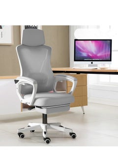 Golden Office Chair Mid Back Swivel Lumbar Support Desk Chair,Computer Gaming Chair with Comfortable Armrests, Mesh Desk Chairs with Wheels, Swivel Computer Task Chair (Grey)  - Image 2