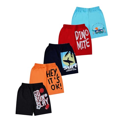 T2F Boys Printed Cotton Regular Fit Shorts(Pack of 5), Assorted, 2-3 Years - Image 1