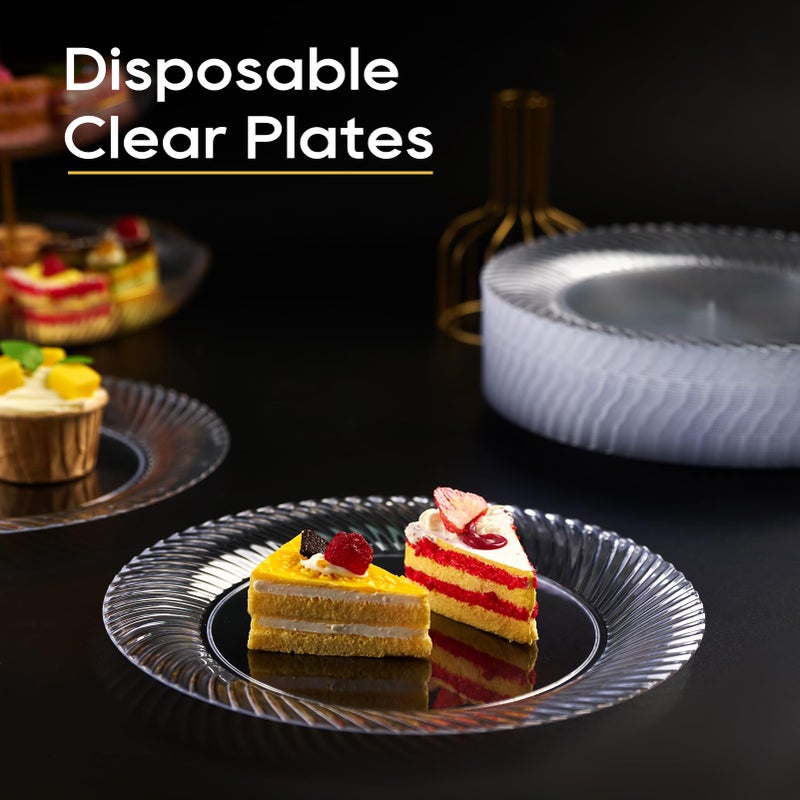 FOCUSLINE 10 Inch Clear Plastic Plates, 100 Count Disposable Heavy Duty Dinner Plates, Premium Hard Plastic for Weddings, Parties & Events - Image 5