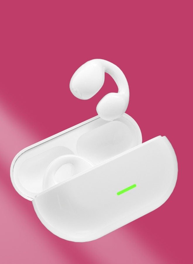Ear clip-on bone conduction headphones, lightweight and comfortable, with a secure fit, detachable ear clips, Bluetooth 5.3, 360° panoramic sound, call noise reduction, ultra-long battery life of 68 hours, IPX4 waterproof (white) - Image 1