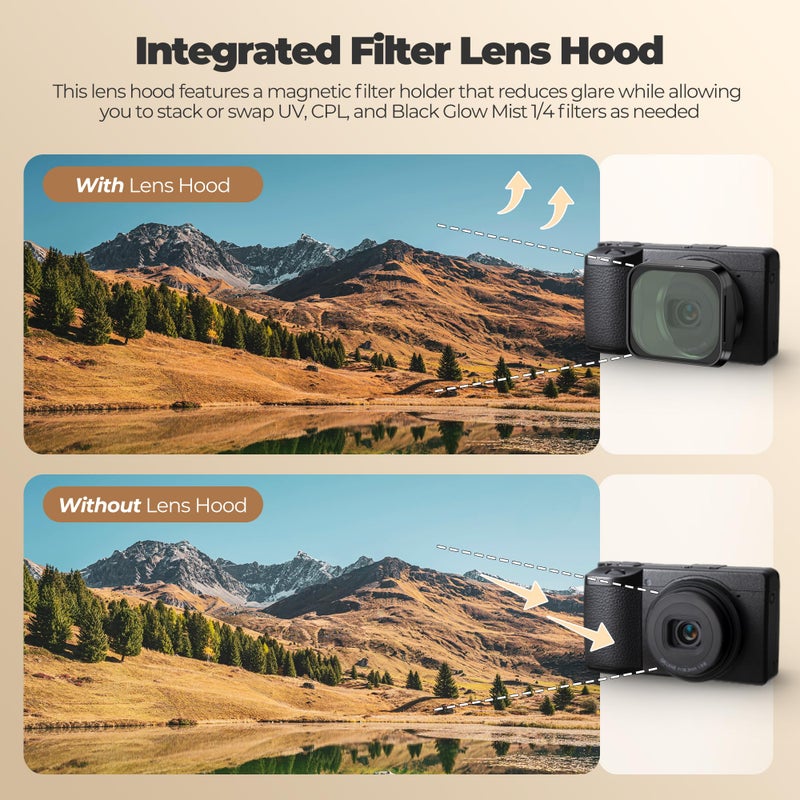 Freewell Lens Hood for Ricoh GRIV â€“ Magnetic & Stackable CPL, UV, and Mist Filters with Tempered Glass Protection. - Image 3