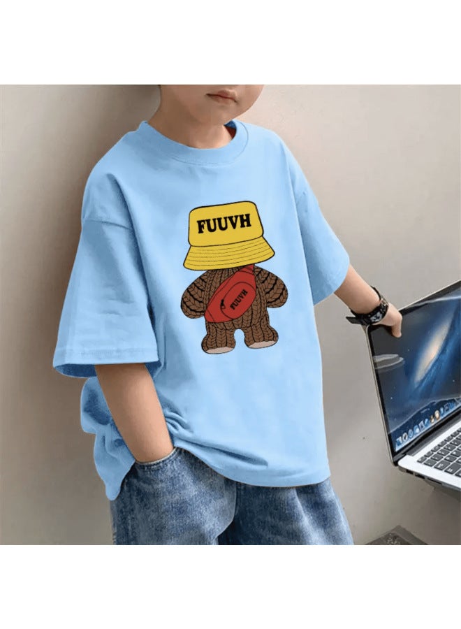 100% Cotton Boys' Summer Short-sleeved T-shirt New Style Summer Children's Base Shirt Boy's Pure Cotton Top Western Style Children's Wear