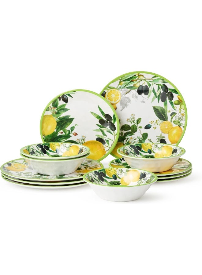 Certified International طقم أدوات المائدة ميلامين 12 قطعة ليمون - Image 1