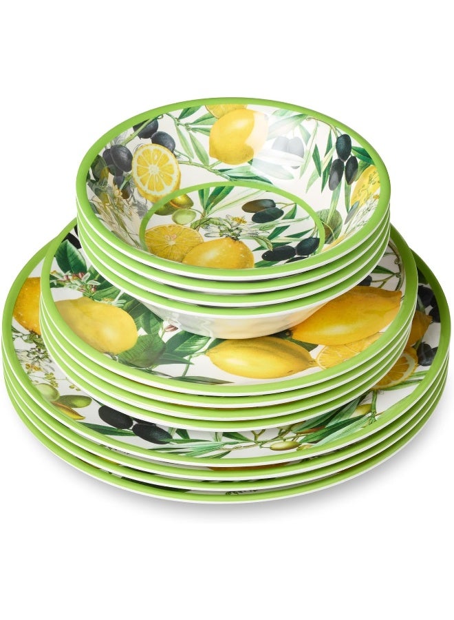 Certified International طقم أدوات المائدة ميلامين 12 قطعة ليمون - Image 3