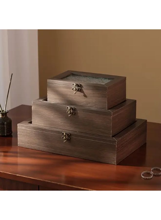 Heart Leaf Vintage Jewelry Box Model S Dark Brown Flip Top Lid Storage Organizer Gift - Image 2