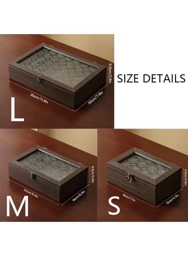 Heart Leaf Vintage Jewelry Box Model S Dark Brown Flip Top Lid Storage Organizer Gift - Image 3