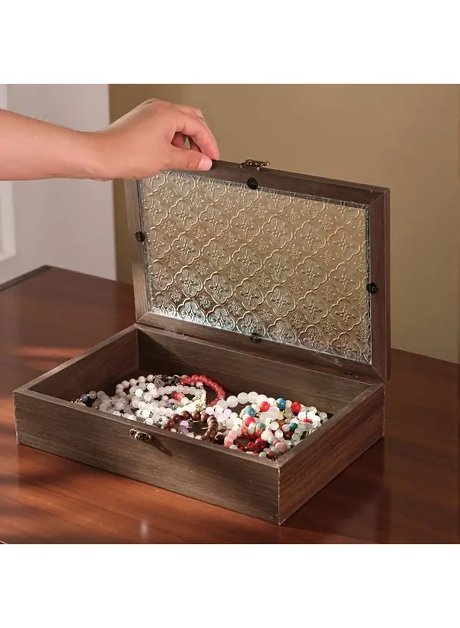 Heart Leaf Vintage Jewelry Box Model S Dark Brown Flip Top Lid Storage Organizer Gift - Image 5