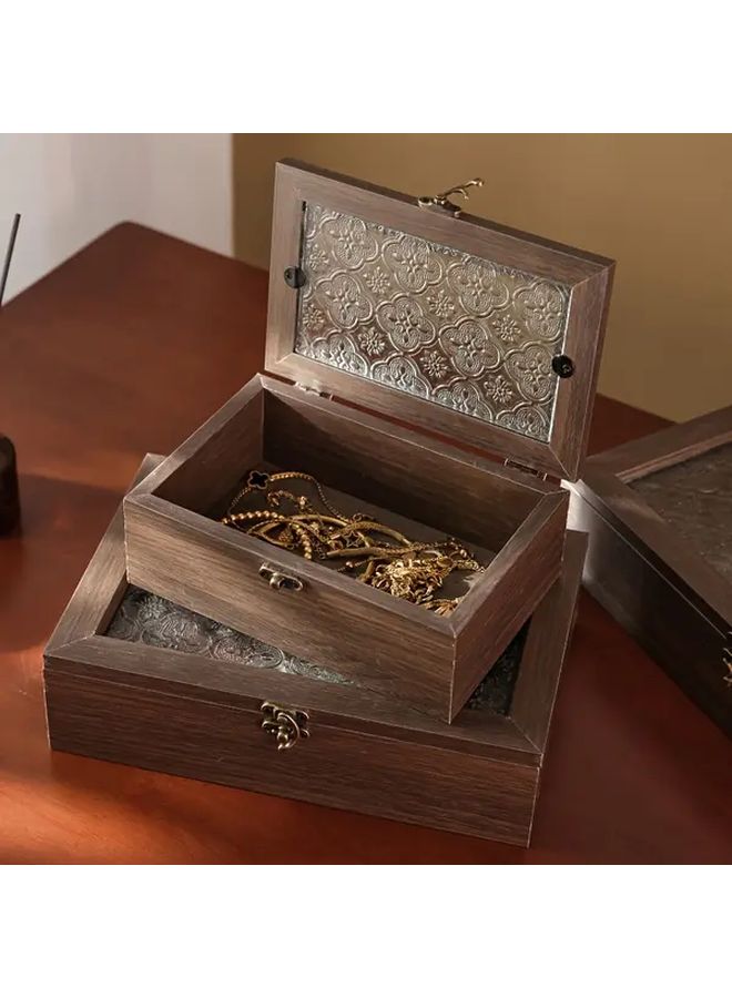Heart Leaf Vintage Jewelry Box Model S Dark Brown Flip Top Lid Storage Organizer Gift - Image 4