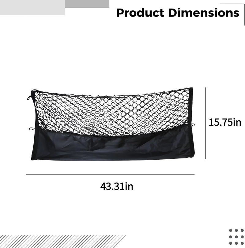 2024 Cargo Net, Dual-Layer Car Trunk Organizer, 110 X 40 In, With Hooks, Black Mesh Accessories, Fabric Oxford For 2024 - Image 4
