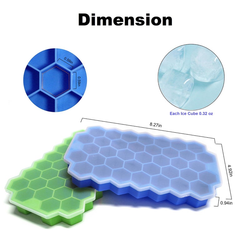 BIDFUL Ice Cube Trays for Freezer with Lid-3 Packs Silicone Ice Cube Tray with Lid Ice Maker,Easy-Release Reusable Ice Cube in Organizer Bins or Ice Bucket for Cocktail bar or Iced Coffee Cup - Image 2