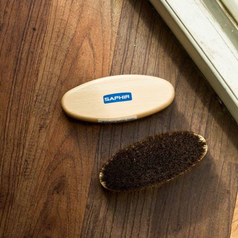 Saphir SAPHIR Oval Horsehair Brush - Shoe Polish - for Cleaning, Polishing & Buffing Leather Shoes - Brown Bristles - 5” (13.5cm)  - Image 2