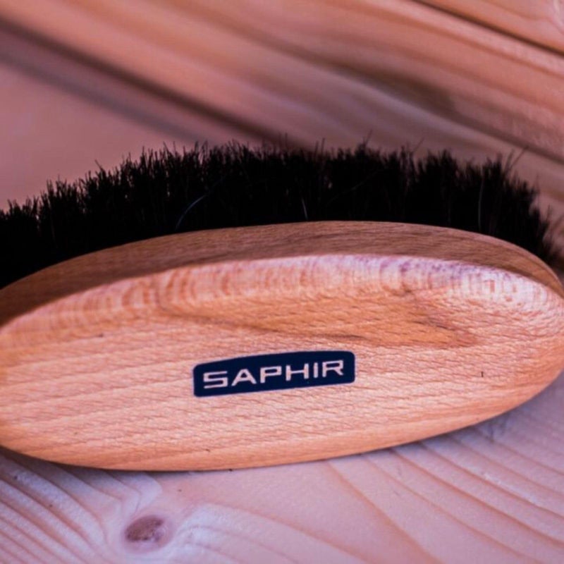Saphir SAPHIR Oval Horsehair Brush - Shoe Polish - for Cleaning, Polishing & Buffing Leather Shoes - Brown Bristles - 5” (13.5cm)  - Image 4