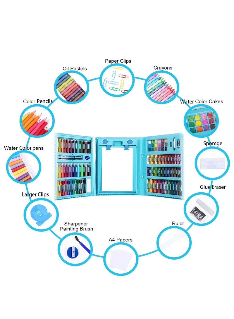 208 جهاز كمبيوتر شخصي مجموعة الفن للأطفال ، الإمدادات الفنية ، مجموعات الفن الرسم مع البستيلات الزيتية ، أقلام الرصاص الملونة ، أقلام الرصاص ، فرشاة الطلاء ، كعك الألوان المائية ، التلوين المحمول للأطفال صندوق هدايا إبداعية - Image 2