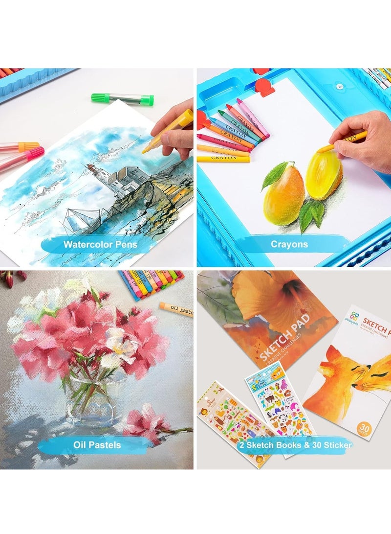 208 جهاز كمبيوتر شخصي مجموعة الفن للأطفال ، الإمدادات الفنية ، مجموعات الفن الرسم مع البستيلات الزيتية ، أقلام الرصاص الملونة ، أقلام الرصاص ، فرشاة الطلاء ، كعك الألوان المائية ، التلوين المحمول للأطفال صندوق هدايا إبداعية - Image 4