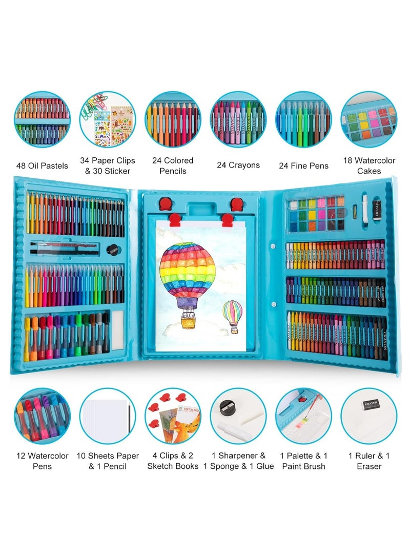 208 جهاز كمبيوتر شخصي مجموعة الفن للأطفال ، الإمدادات الفنية ، مجموعات الفن الرسم مع البستيلات الزيتية ، أقلام الرصاص الملونة ، أقلام الرصاص ، فرشاة الطلاء ، كعك الألوان المائية ، التلوين المحمول للأطفال صندوق هدايا إبداعية - Image 5