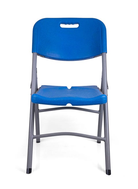 Plastic And Rattan Foldable Chair Metal Frame 50Lx87Wx45H , Blue.