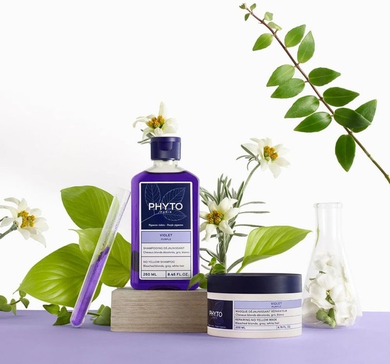 PHYTO PARIS Purple No Yellow Shampoo 250 ml - Violet Pigments for Blonde, Grey, and White Hair - Image 4