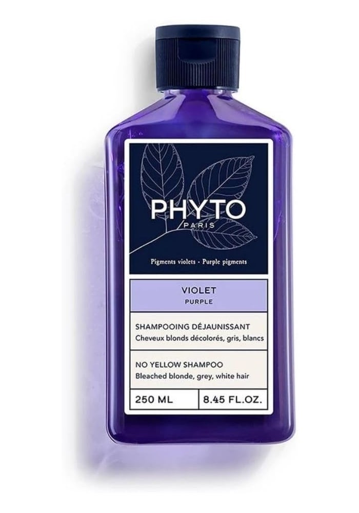 PHYTO PARIS Purple No Yellow Shampoo 250 ml - Violet Pigments for Blonde, Grey, and White Hair - Image 1
