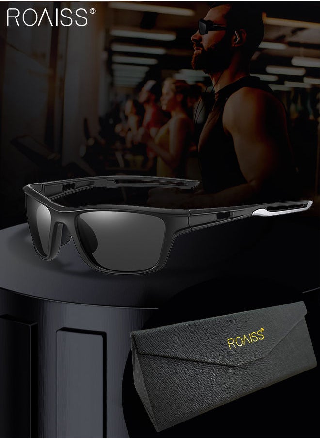 roaiss - Polarized Sports Sunglasses for Men Women, UV400 Protection Cycling Glasses with TR90 Frame and Black Lens, Goggles for Baseball Running Fishing Golf - Image 1
