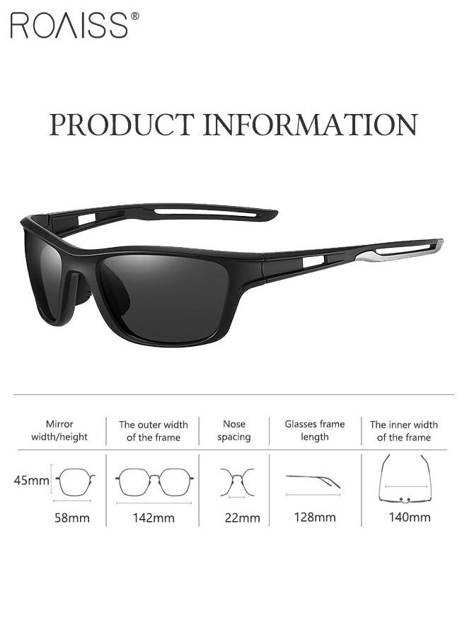 roaiss - Polarized Sports Sunglasses for Men Women, UV400 Protection Cycling Glasses with TR90 Frame and Black Lens, Goggles for Baseball Running Fishing Golf - Image 1