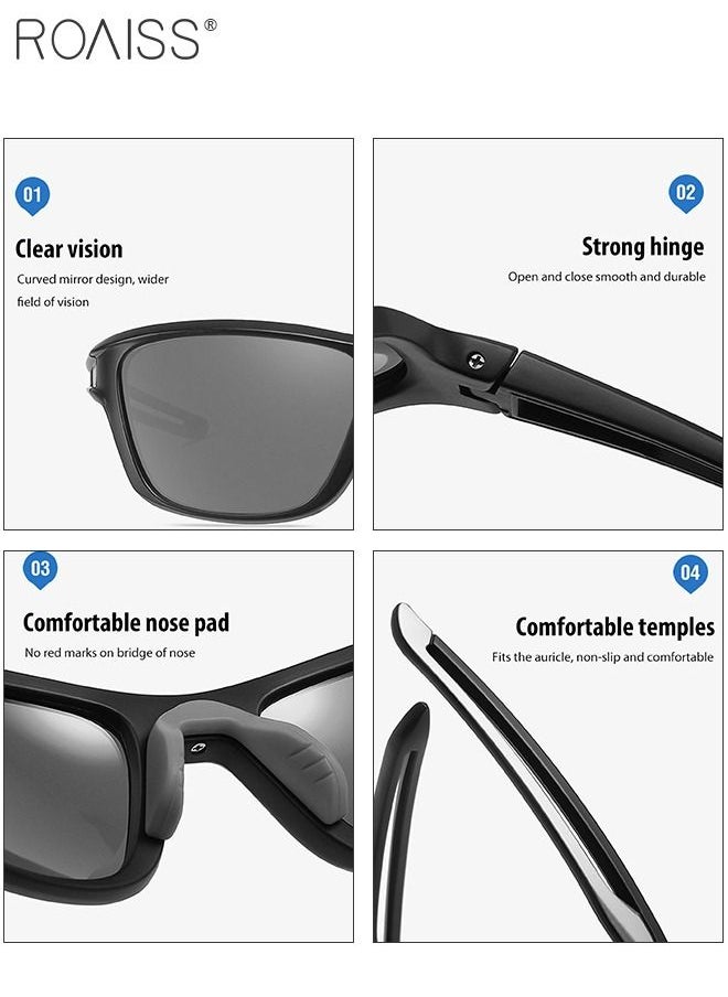 roaiss - Polarized Sports Sunglasses for Men Women, UV400 Protection Cycling Glasses with TR90 Frame and Black Lens, Goggles for Baseball Running Fishing Golf - Image 1