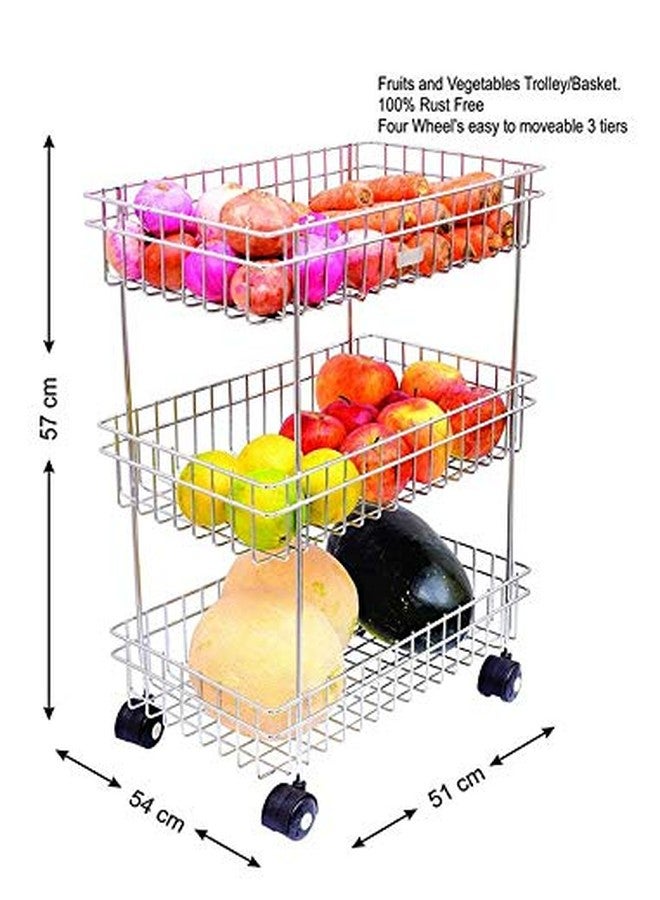 Vruta® Portable Fruit and Vegetable Storage Rack & Kitchen Storage Rack, Kitchen Fruit Vegetable Stand Storage Trolley - Image 3
